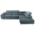ECKSOFA in Webstoff Blaugrau  - Blaugrau, Design, Textil/Metall (280/235cm) - Hom`in
