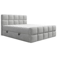 BOXBETT 180/200 cm,  in Silberfarben, gepolstertes Kopfteil, Bettkasten, Topper, H3 = fest  - Silberfarben, Design, Kunststoff/Textil (180/200cm) - Xora