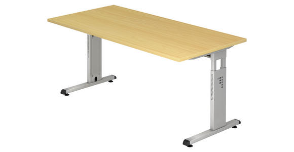 SCHREIBTISCH 160/80/65-85 cm  in Buchefarben  - Buchefarben/Silberfarben, KONVENTIONELL, Holzwerkstoff/Metall (160/80/65-85cm) - Venda