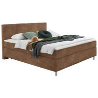 BOXSPRINGBETT 100/200 cm  Braun  - Chromfarben/Braun, Konventionell, Kunststoff/Textil (100/200cm) - Hom`in