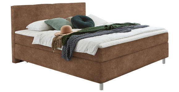BOXSPRINGBETT 100/200 cm  in Braun  - Chromfarben/Braun, KONVENTIONELL, Kunststoff/Textil (100/200cm) - Hom`in