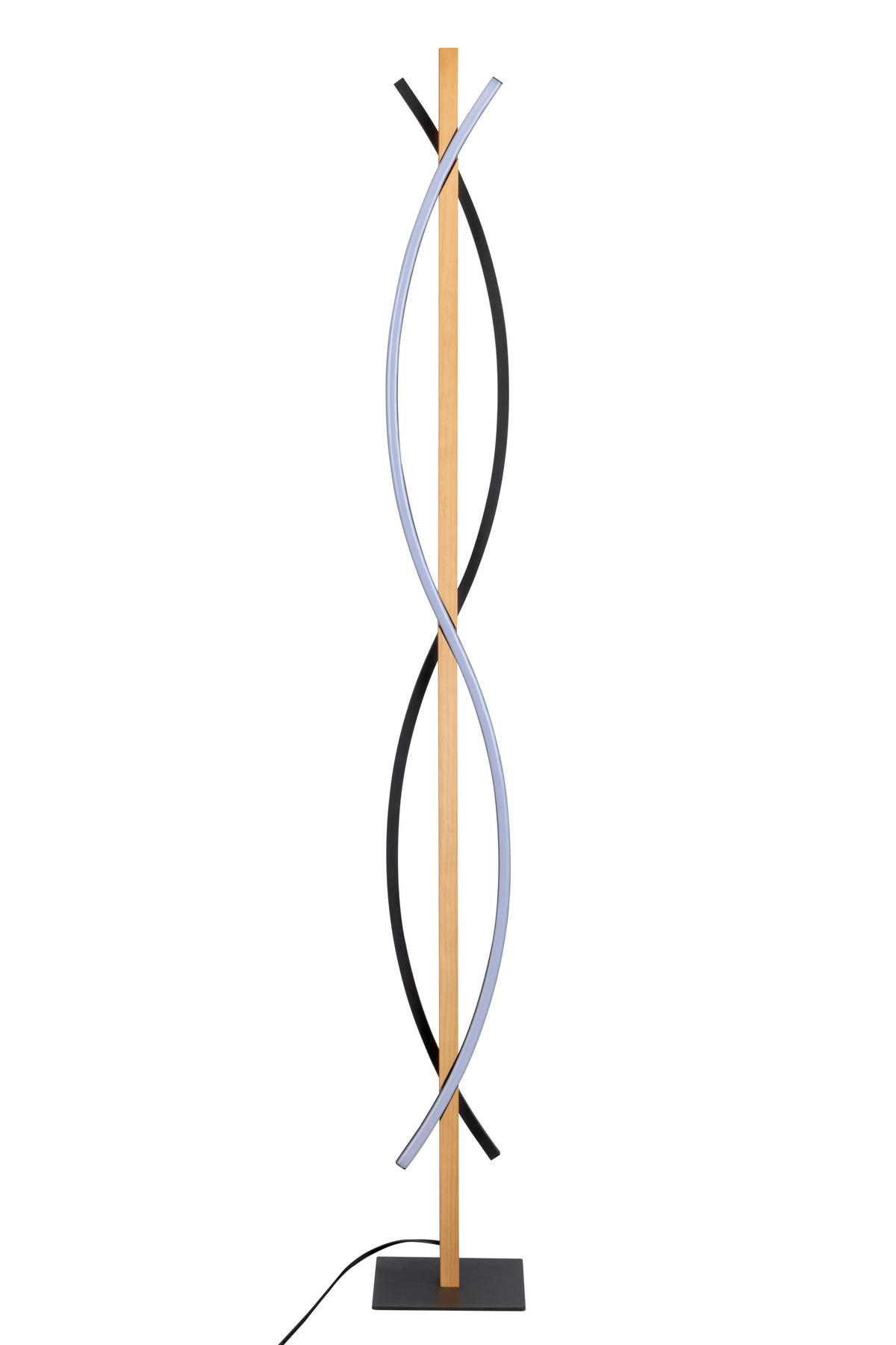 LED-STEHLEUCHTE Zhang 22/130/16 cm   - Schwarz/Kieferfarben, Design, Holz/Kunststoff (22/130/16cm) - Novel