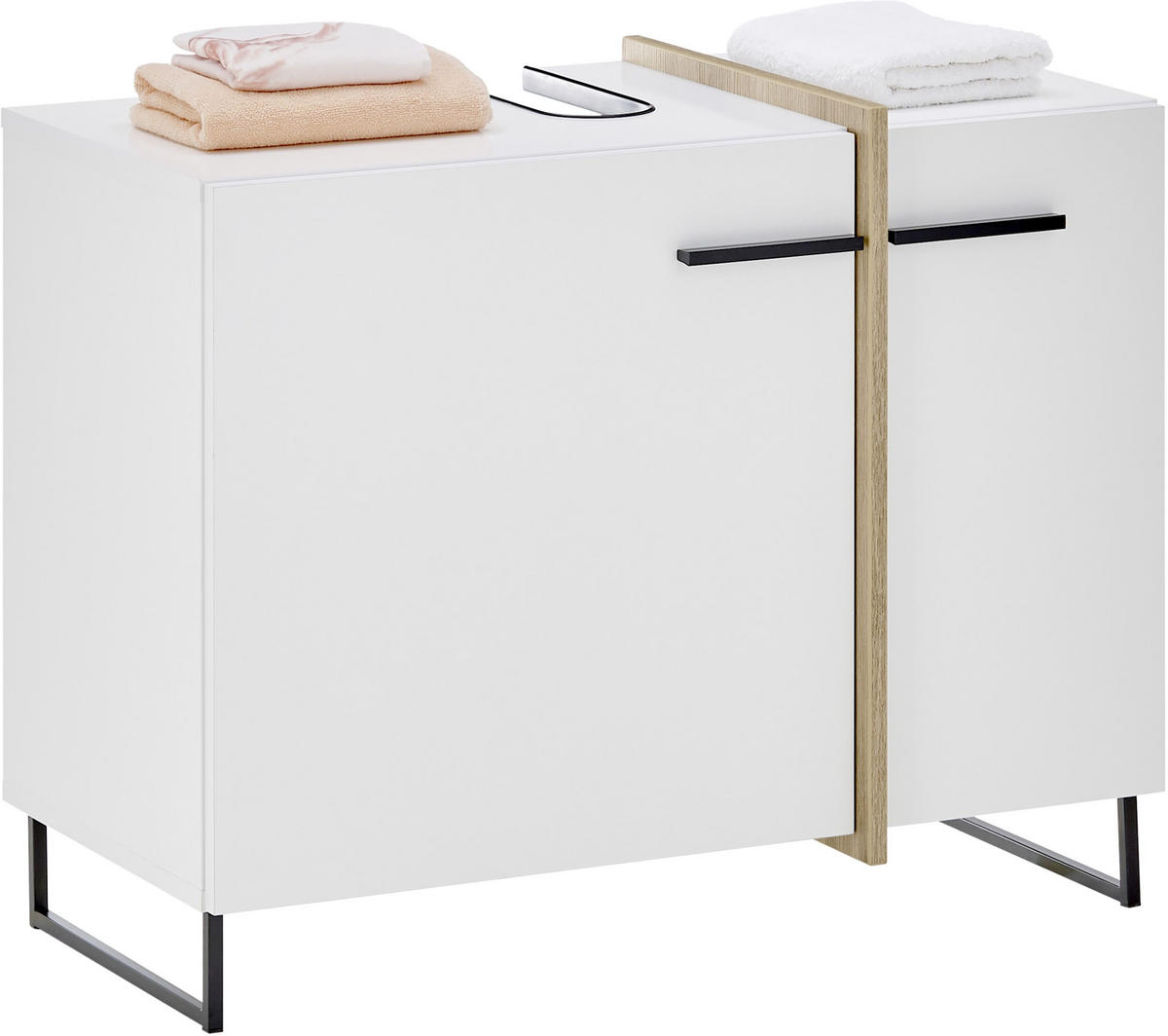 WASCHBECKENUNTERSCHRANK 80/64/41 cm  - Eichefarben/Schwarz, LIFESTYLE, Holzwerkstoff/Kunststoff (80/64/41cm) - home24
