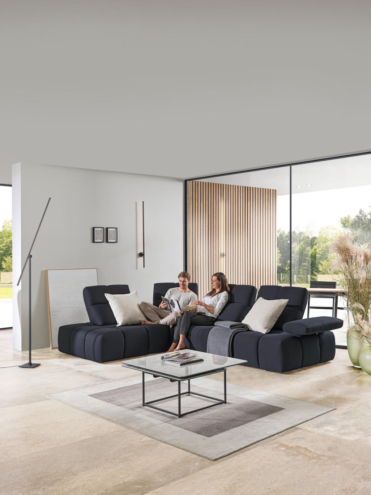 ECKSOFA in Struktur Schwarz  - Schwarz, Design, Kunststoff/Textil (233/313cm) - Emilio Belluti
