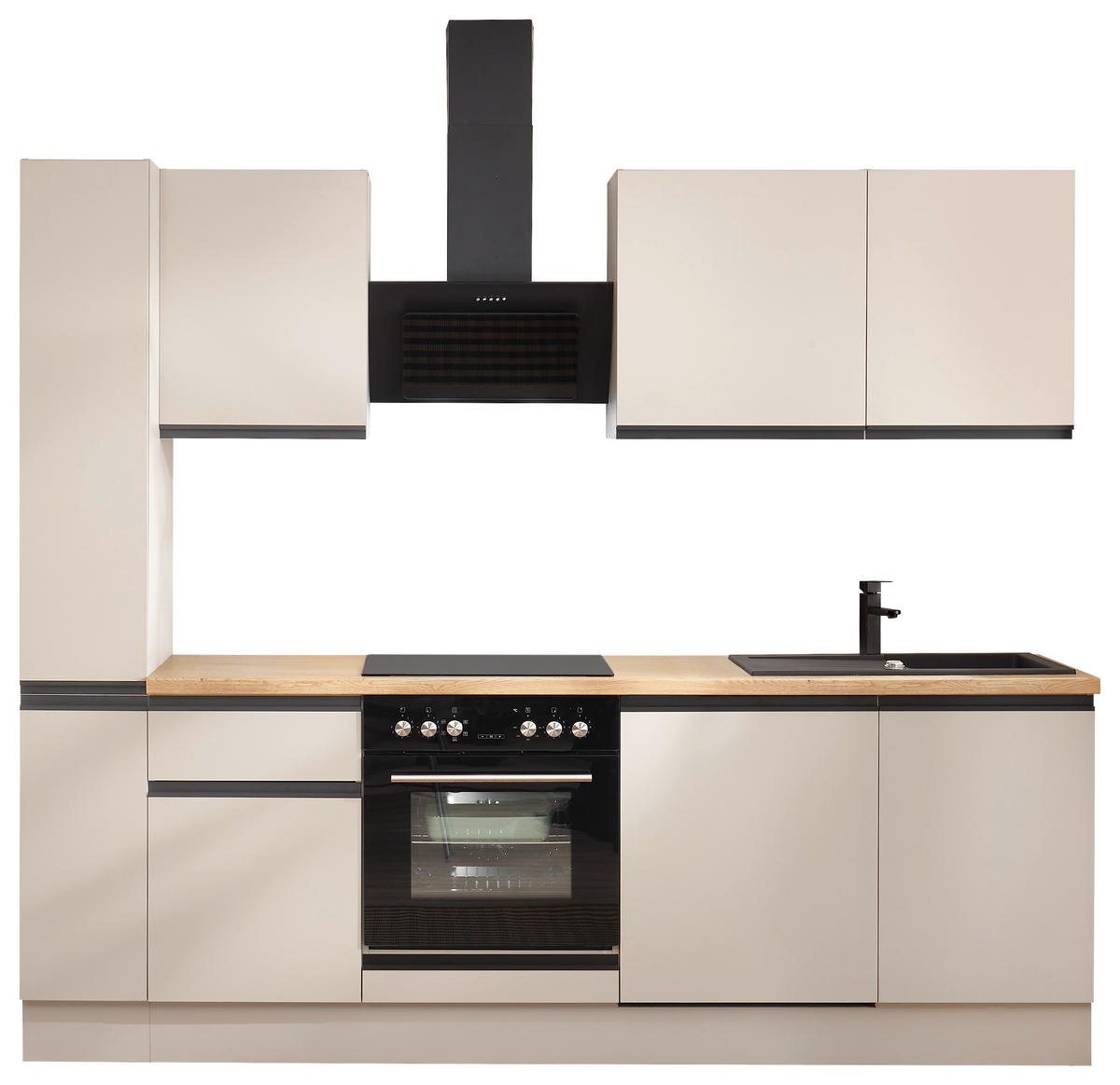 KÜCHENBLOCK 250 cm   in Seidengrau  - Eichefarben/Seidengrau, Trend, Holzwerkstoff/Metall (250cm) - P & B