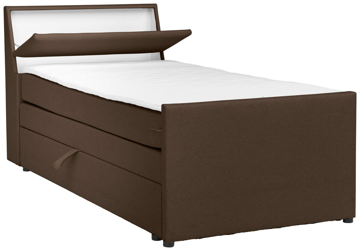 BOXSPRING-ÁGY 100/200 cm  barna  - barna/fekete, Modern, textil/fa (100/200cm) - MID.YOU