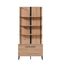 VITRÍNA, čierna, farba duba, 85/191,5/42 cm - čierna/farba duba, Basics, kompozitné drevo (85/191,5/42cm) - Xora