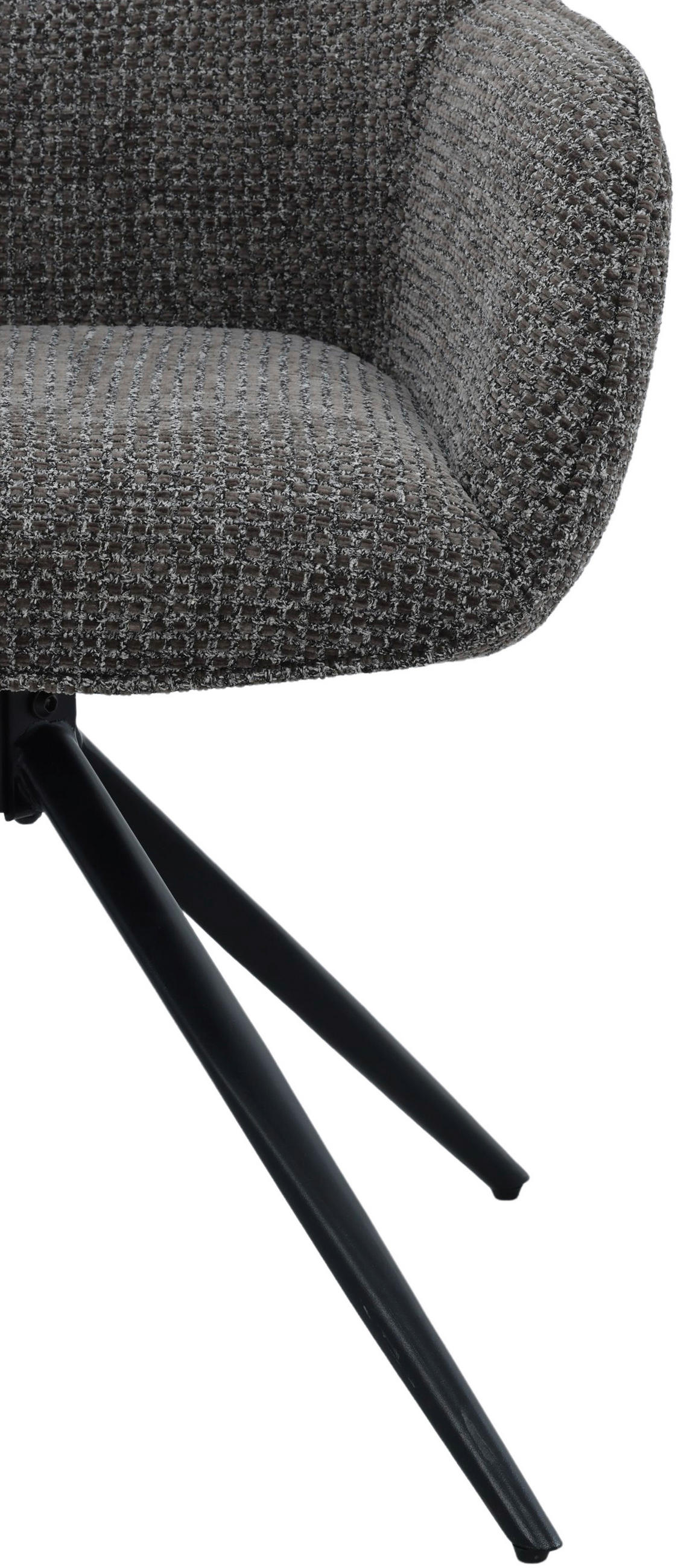 ARMLEHNSTUHL  Sitzfläche 360° drehbar, inklusive Armlehnen Webstoff  Braun, Schwarz  - Schwarz/Braun, MODERN, Textil/Metall (60/85/62cm) - Livetastic