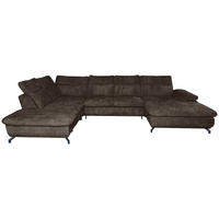 WOHNLANDSCHAFT Mokka Struktur  - Schwarz/Mokka, KONVENTIONELL, Textil/Metall (253/357/188cm) - Carryhome