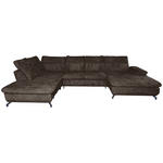 WOHNLANDSCHAFT in Struktur Mokka  - Schwarz/Mokka, KONVENTIONELL, Textil/Metall (253/357/188cm) - Carryhome