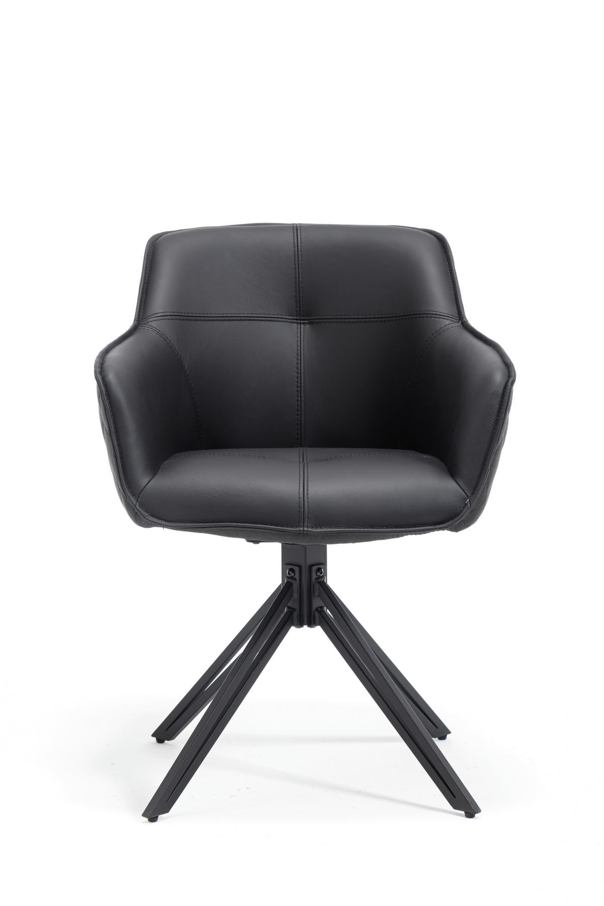 ARMLEHNSTUHL  Sitzfläche 180° drehbar, automatische Rückholfunktion Mikrofaser Echtleder  - Schwarz, MODERN, Leder/Textil (59/82/62cm) - MID.YOU