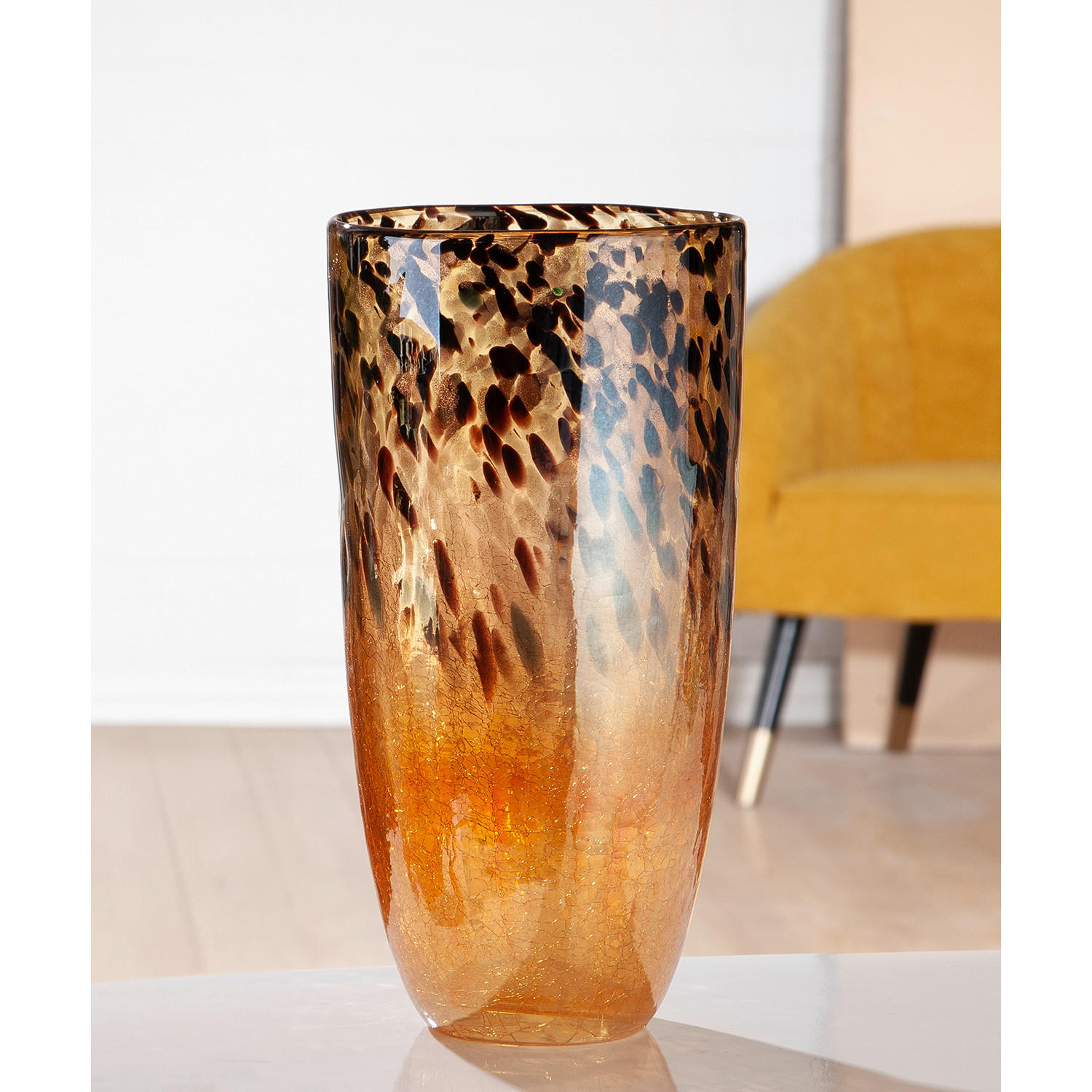 VASE Tiger  - Hellbraun/Schwarz, Basics, Glas (18/36,5/18cm)