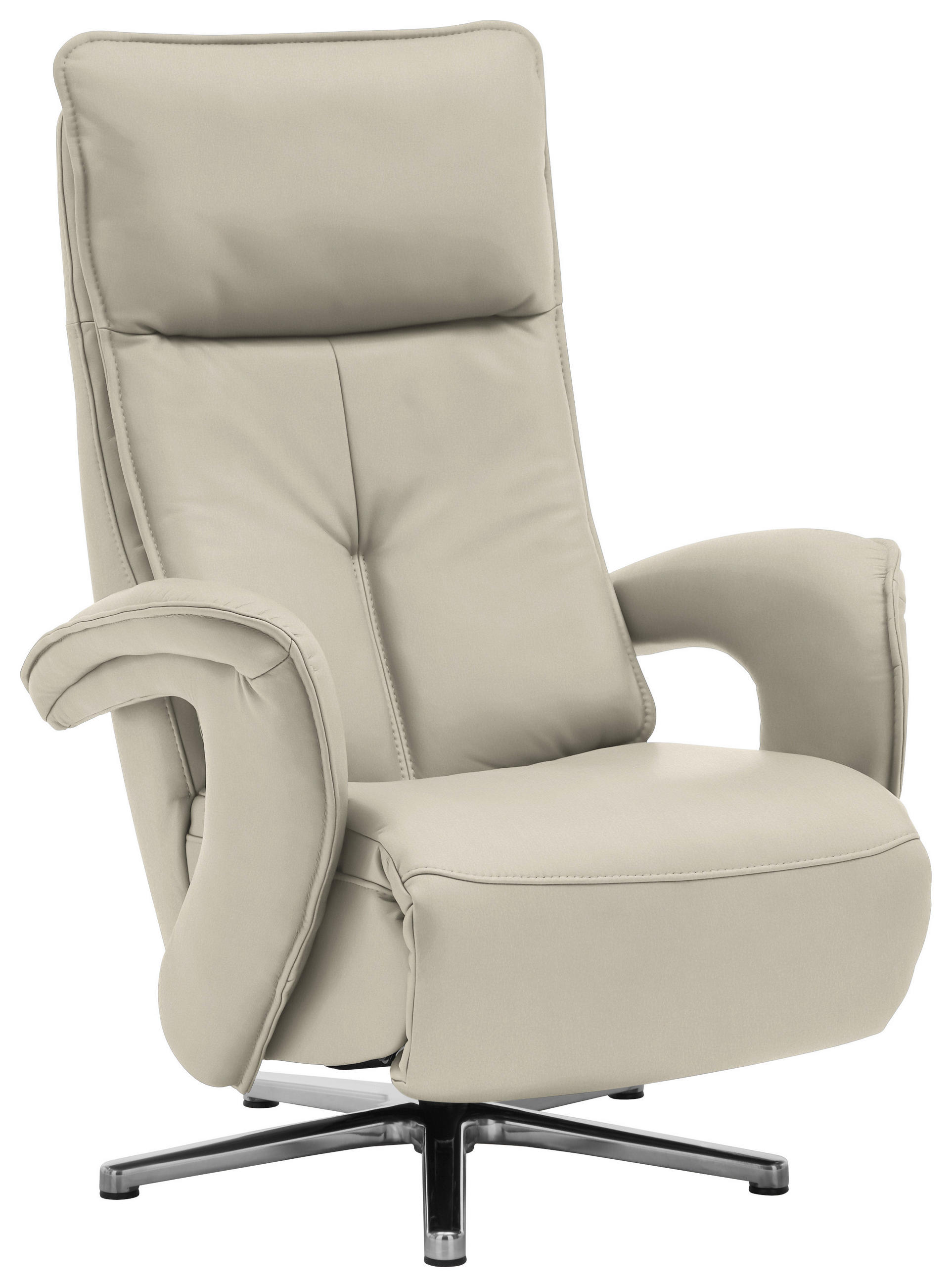RELAXSESSEL in Leder Ecru  - Chromfarben/Ecru, Design, Leder/Metall (77/110/87cm) - Valdera