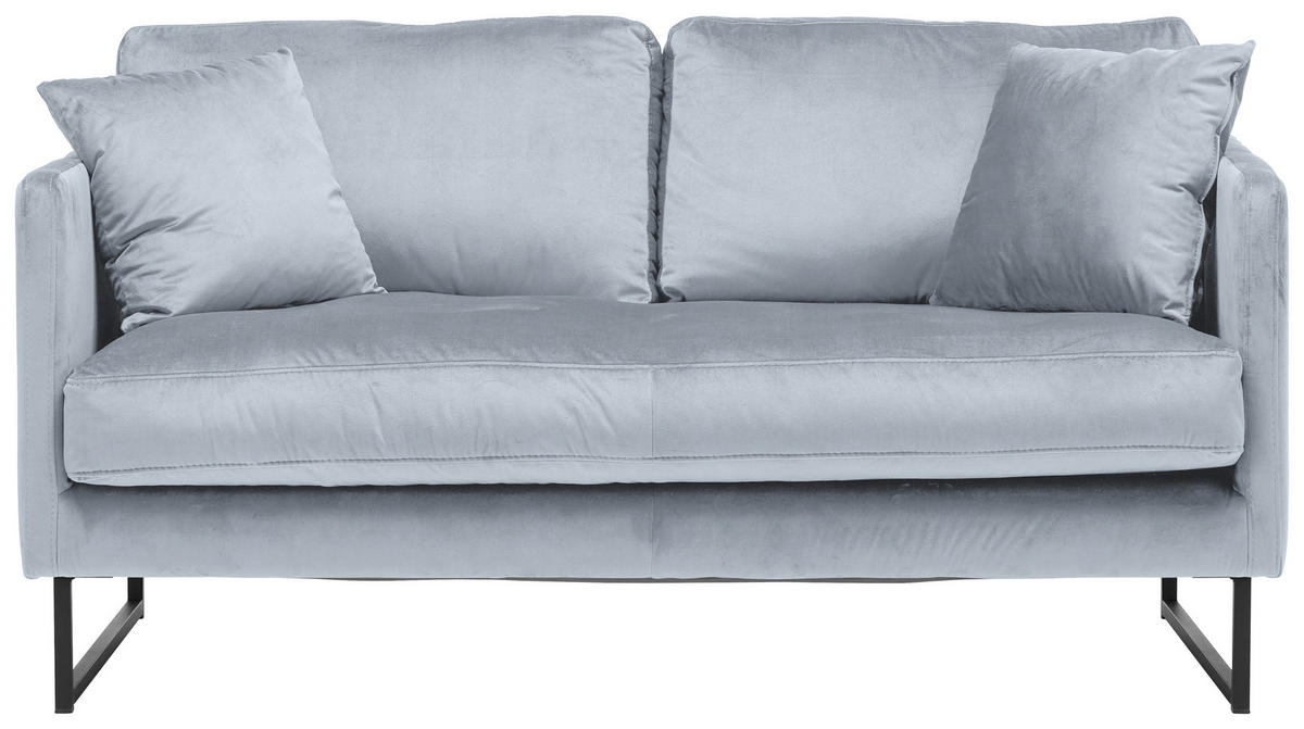 2-SITZER-SOFA  in Samt Grau, Silberfarben  - Silberfarben/Schwarz, Design, Textil/Metall (150/78/84cm) - Carryhome