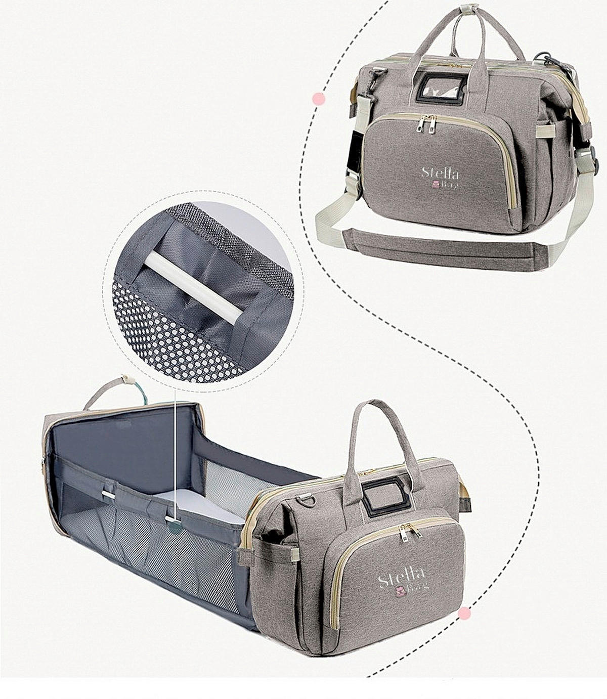 WICKELTASCHE Stella Bag  - Grau, Basics, Textil (40/30/20cm)