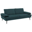 3-SITZER-SOFA in Velours Petrol  - Beige/Petrol, Design, Textil/Metall (222/89/104cm) - Dieter Knoll