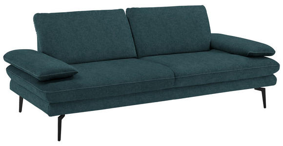 3-SITZER-SOFA in Velours Petrol  - Beige/Petrol, Design, Textil/Metall (222/89/104cm) - Dieter Knoll