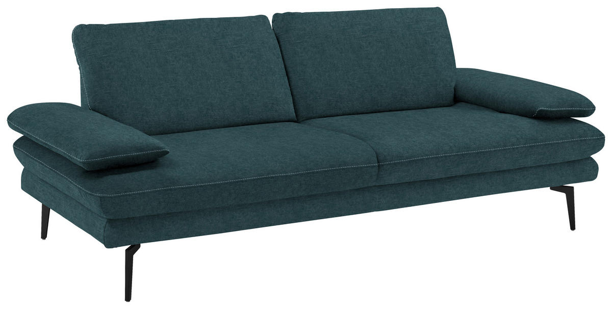 3-SITZER-SOFA in Velours Petrol  - Beige/Petrol, Design, Textil/Metall (222/89/104cm) - Dieter Knoll