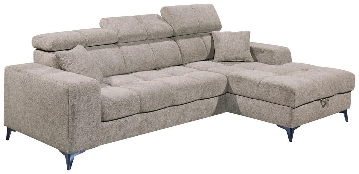 KUTNA GARNITURA tekstil  sivo-smeđa   - sivo-smeđa/crna, Konvencionalno, tekstil/plastika (268/172cm) - MID.YOU
