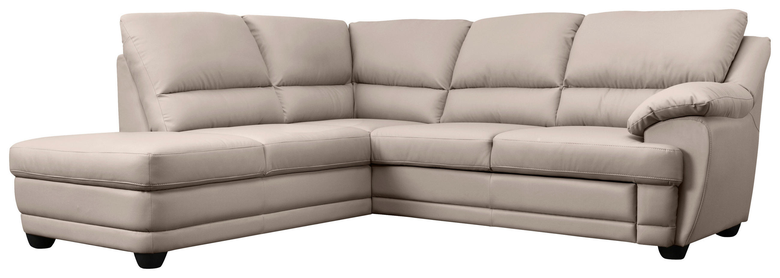 ECKSOFA Sandfarben Lederlook Rücken echt  - Sandfarben, Design, Kunststoff/Textil (225/245cm) - Livetastic
