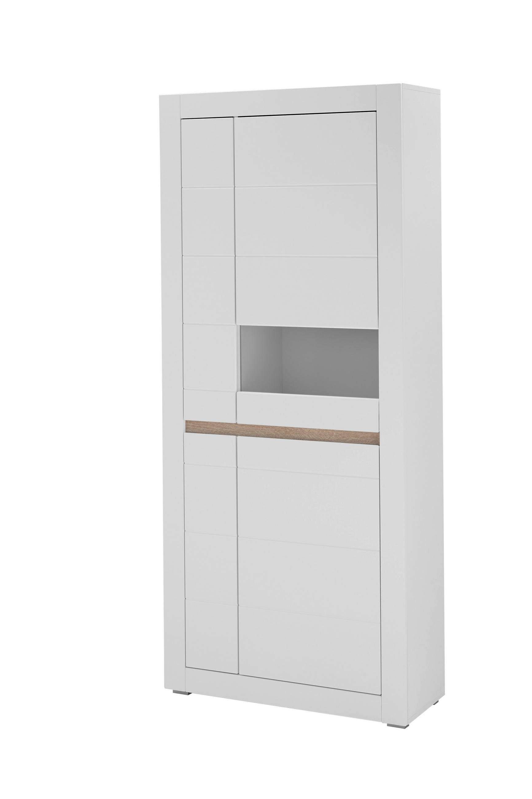 VITRINE  in Weiß, Eichefarben - Eichefarben/Weiß, Design, Holzwerkstoff (85/198/35cm) - MID.YOU