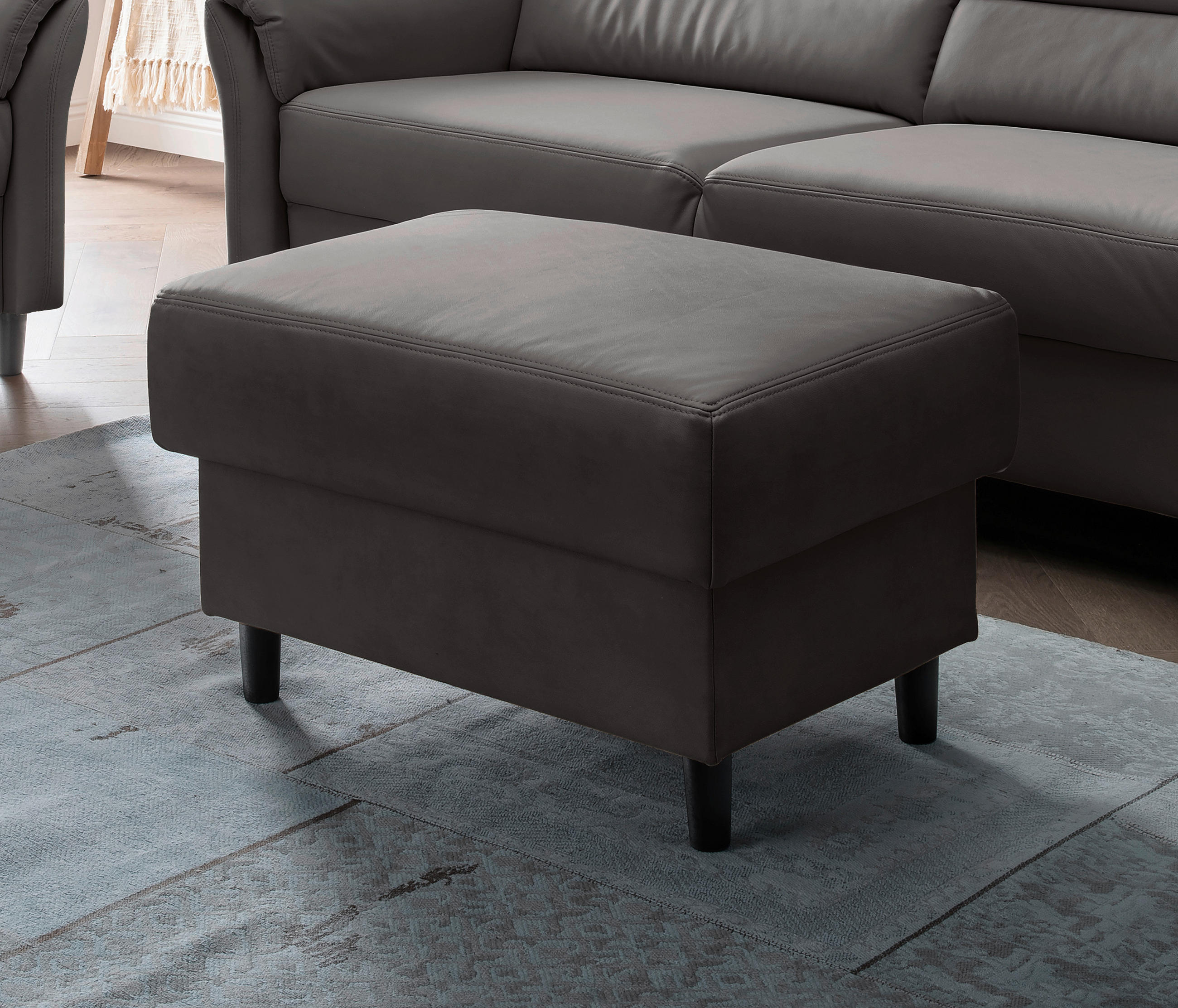HOCKER in Textil Anthrazit  - Anthrazit/Schwarz, Modern, Holz/Textil (76/46/55cm) - Livetastic