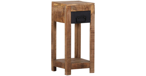 BEISTELLTISCH 27,5/27,5/60 cm Mangoholz massiv Braun, Schwarz quadratisch  - Schwarz/Braun, LIFESTYLE, Holz (27,5/27,5/60cm) - Landscape