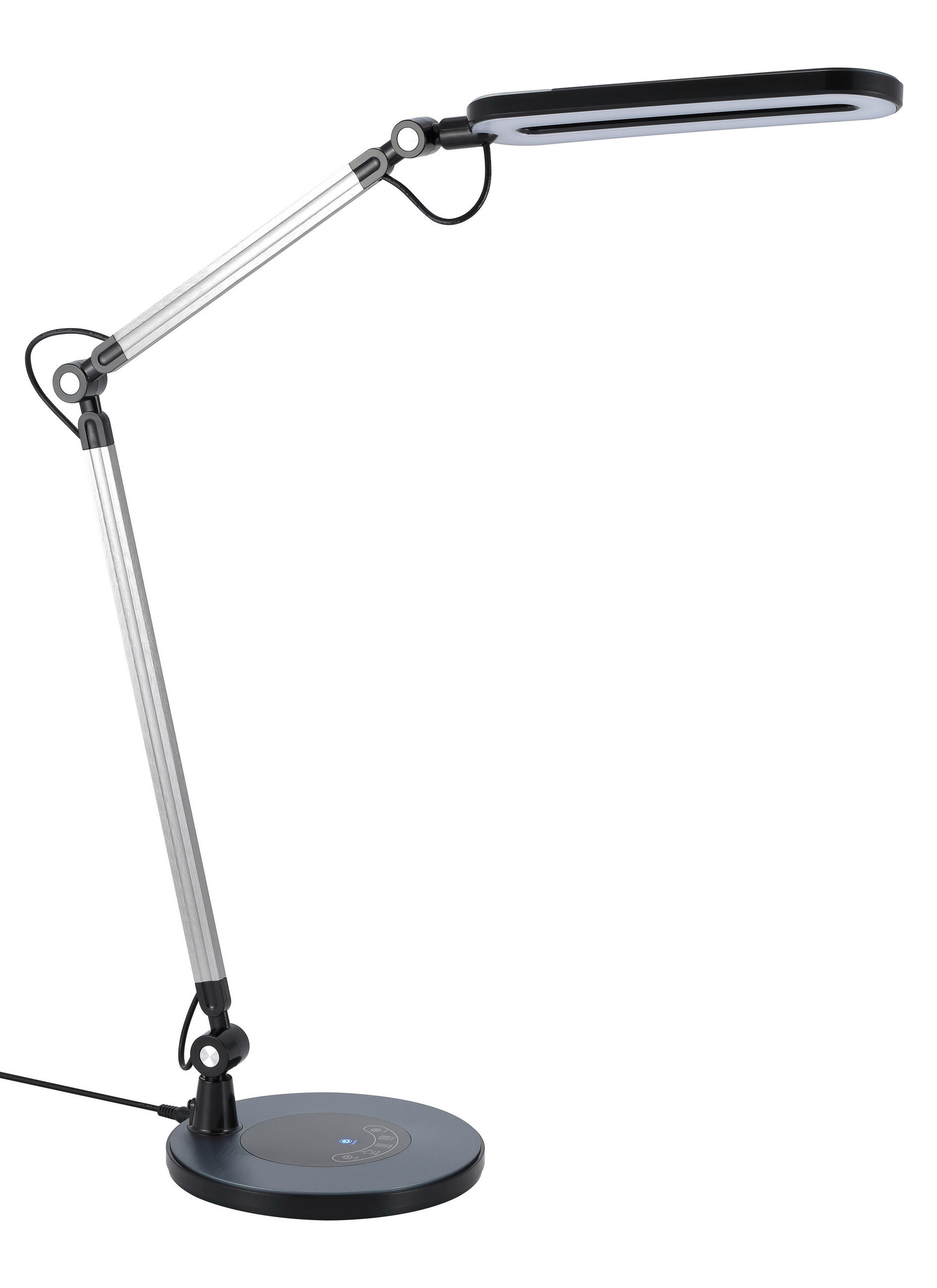 LAMPĂ DE BIROU CU LED - argintiu/negru, Basics, plastic/metal (20/105cm) - Novel