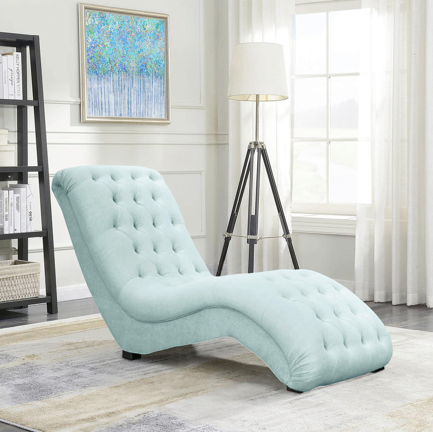 RELAXLIEGE Mikrofaser Pastellblau  - Pastellblau/Schwarz, Design, Kunststoff/Textil (67/90/159cm) - P & B