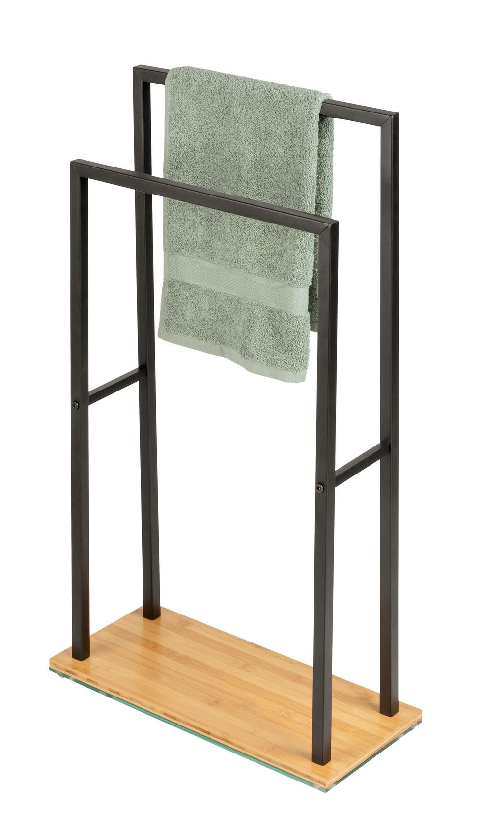 HANDTUCHSTÄNDER 46/80/20 cm  - Schwarz/Naturfarben, Konventionell, Holz/Metall (46/80/20cm) - Wenko