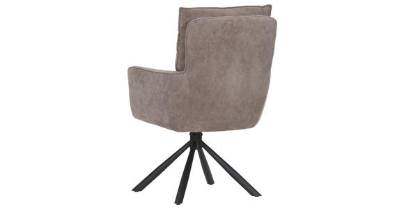 ARMLEHNSTUHL  Stoffauswahl, Sitzfläche 360° drehbar, automatische Rückholfunktion Cord  - Schwarz/Braun, Design, Textil/Metall (60/95/62cm) - Novel