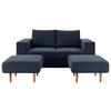 ZWEISITZER-SOFA inkl. Hocker Webstoff Dunkelblau  - Schwarz/Dunkelblau, Design, Kunststoff/Textil (172/96/107cm) - LOOKS by W.Joop