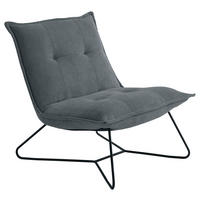 SESSEL Mikrovelours Anthrazit  - Anthrazit/Schwarz, Basics, Textil/Metall (69/76/86cm) - MID.YOU