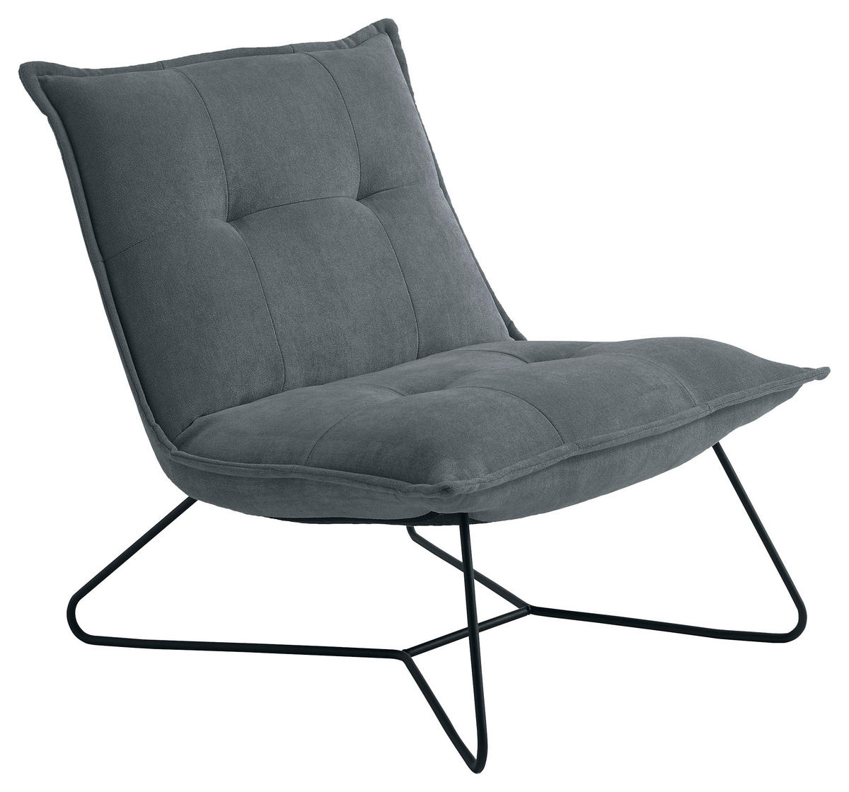 SESSEL Mikrovelours Anthrazit  - Anthrazit/Schwarz, Basics, Textil/Metall (69/76/86cm) - MID.YOU