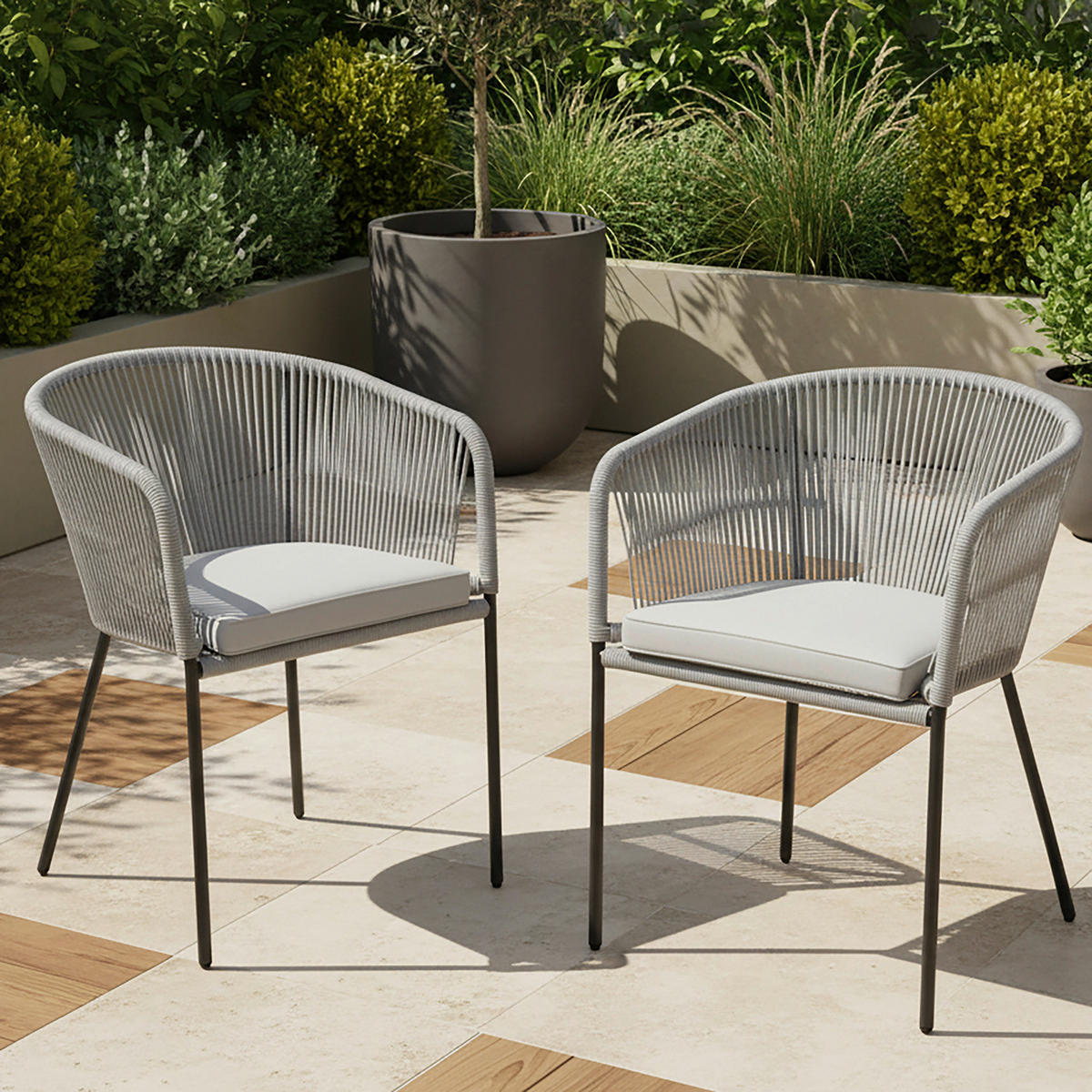 SET STOLICA ZA BAŠTU - svetlosiva/crna, Moderno, metal/tekstil (56/78/59cm) - Bessagi Garden