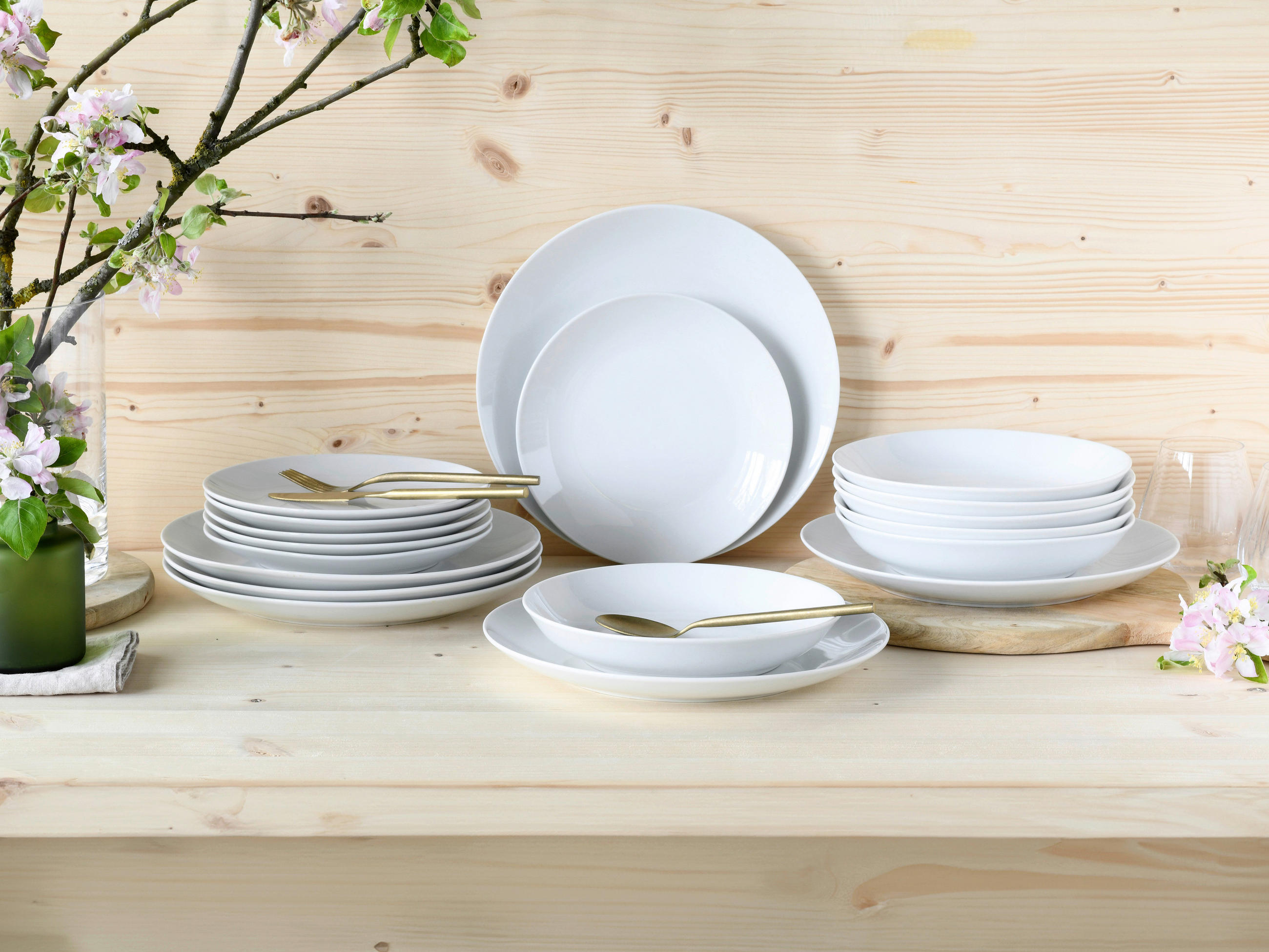 TAFELSERVICE Weiß 18-teilig Luna  - Weiß, Basics, Keramik - Creatable