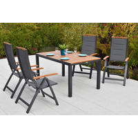 GARTENTISCHGRUPPE  - Graphitfarben/Naturfarben, KONVENTIONELL, Textil/Metall - Gardenson