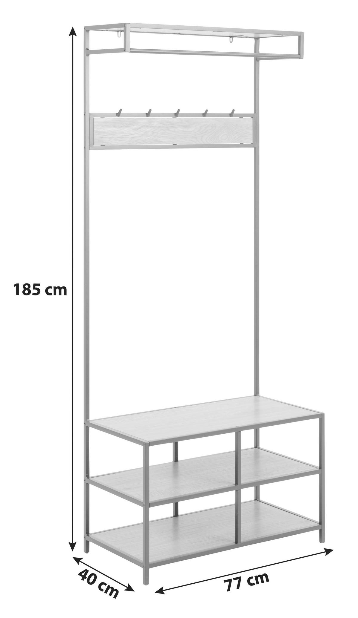 ŠATNA, 77/185/40 cm - divoký dub/černá, Trend, kov/kompozitní dřevo (77/185/40cm) - MID.YOU