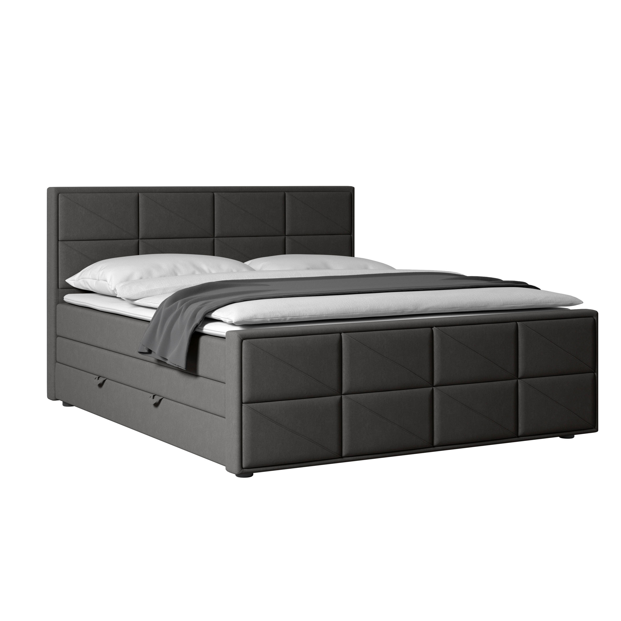 BOXSPRINGBETT 180/200 cm  in Anthrazit  - Anthrazit/Schwarz, MODERN, Karton/Holzwerkstoff (180/200cm) - MID.YOU