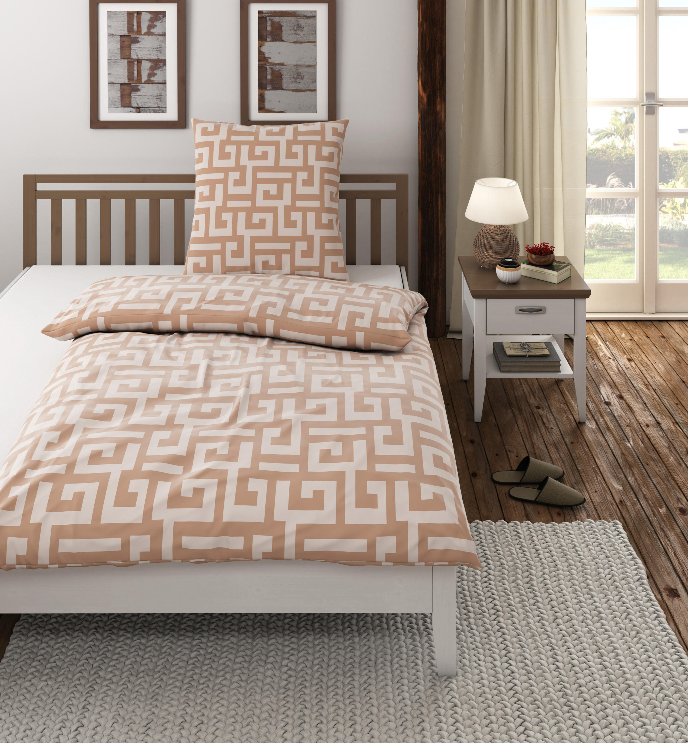 WENDEBETTWÄSCHE Mila Satin - Sandfarben, Basics, Textil (135/200cm) - Bio:Vio