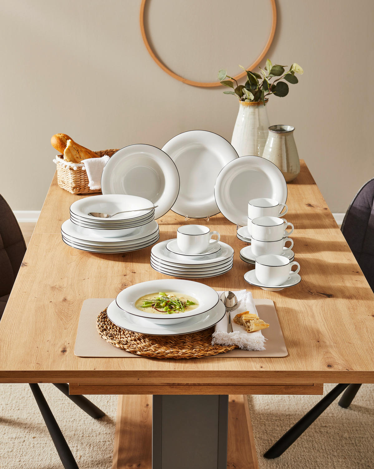 KÁVÉSKÉSZLET 18 részes  - fekete/fehér, Basics, kerámia - Novel