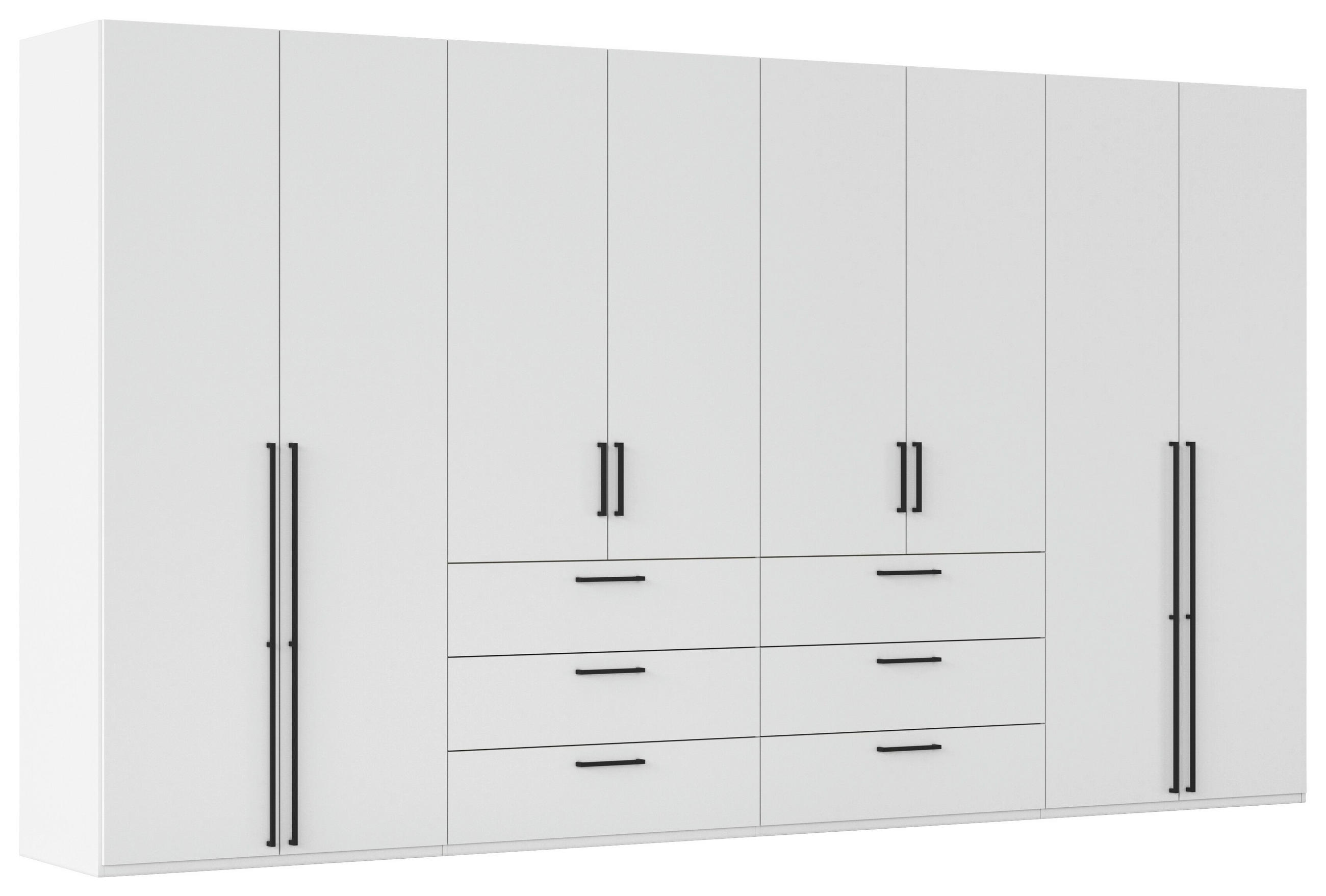 DREHTÜRENSCHRANK 400/235/61 cm,  in Weiß, 8-türig  - Schwarz/Weiß, Basics, Holzwerkstoff/Metall (400/235/61cm) - Novel