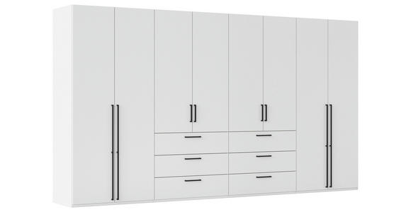 DREHTÜRENSCHRANK 400/223/61 cm,  in Weiß, 8-türig  - Schwarz/Weiß, Basics, Holzwerkstoff/Metall (400/223/61cm) - Novel