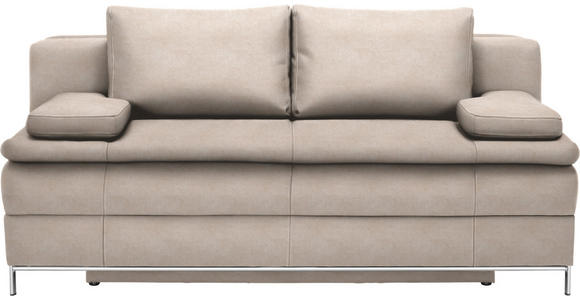 BOXSPRINGSOFA Centa in Flachgewebe Sandfarben  - Sandfarben/Chromfarben, Design, Textil/Metall (200/93/107cm) - Novel