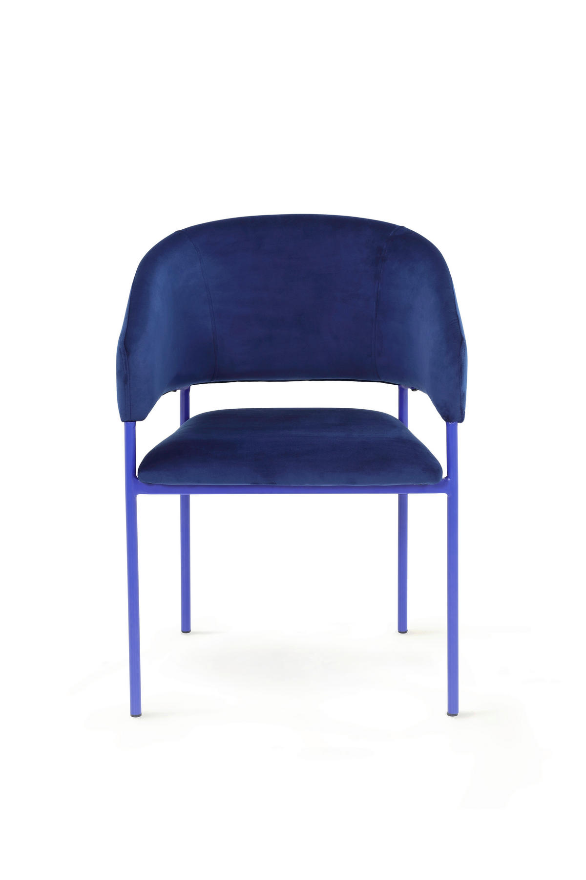 ARMLEHNSTUHL  in Stahl Samt  - Blau/Dunkelblau, Basics, Textil/Metall (58/81,5/58cm) - Tom Tailor