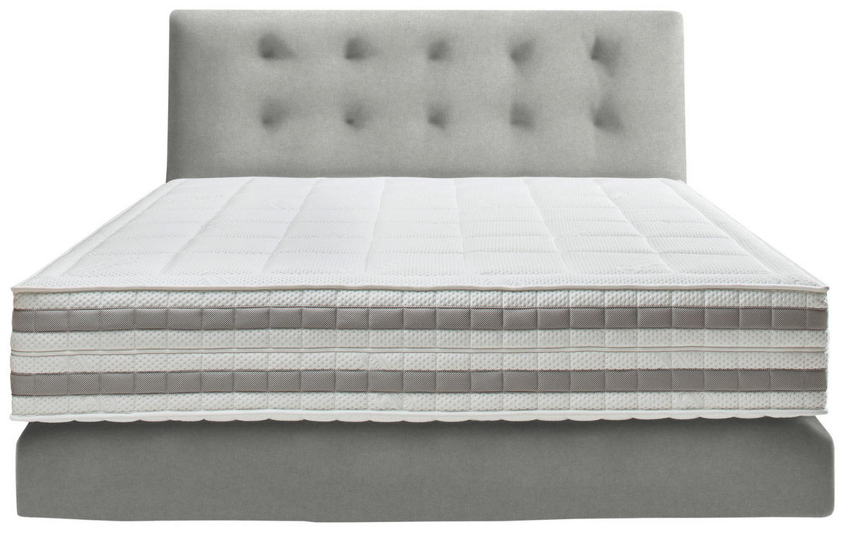 BOXSPRINGBETT 200/200 cm  in Hellgrau  - Hellgrau, KONVENTIONELL, Holz/Textil (200/200cm) - Dieter Knoll
