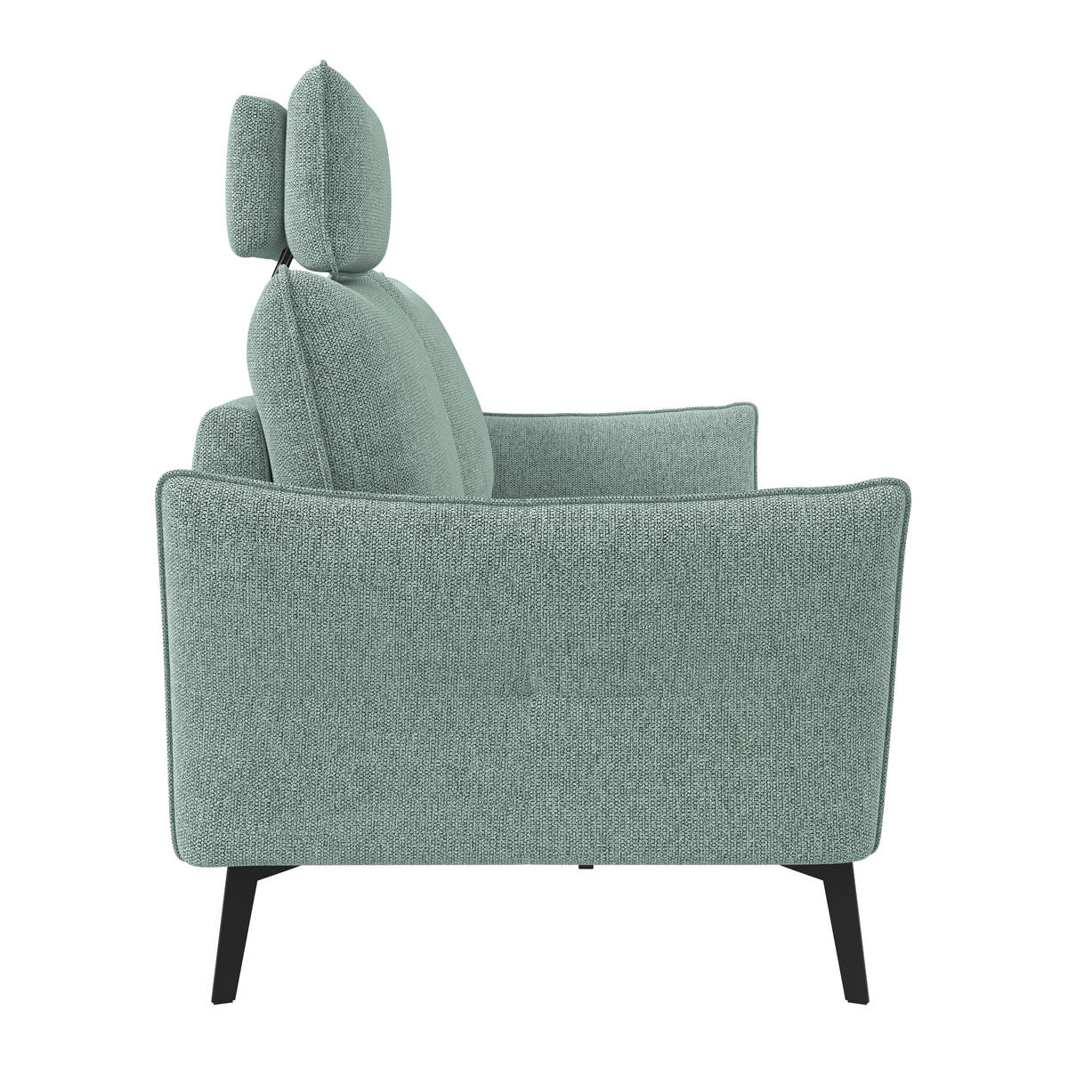 3-SITZER-SOFA Chenille Hellblau  - Schwarz/Hellblau, Konventionell, Textil/Metall (184/90/92cm) - Elegando