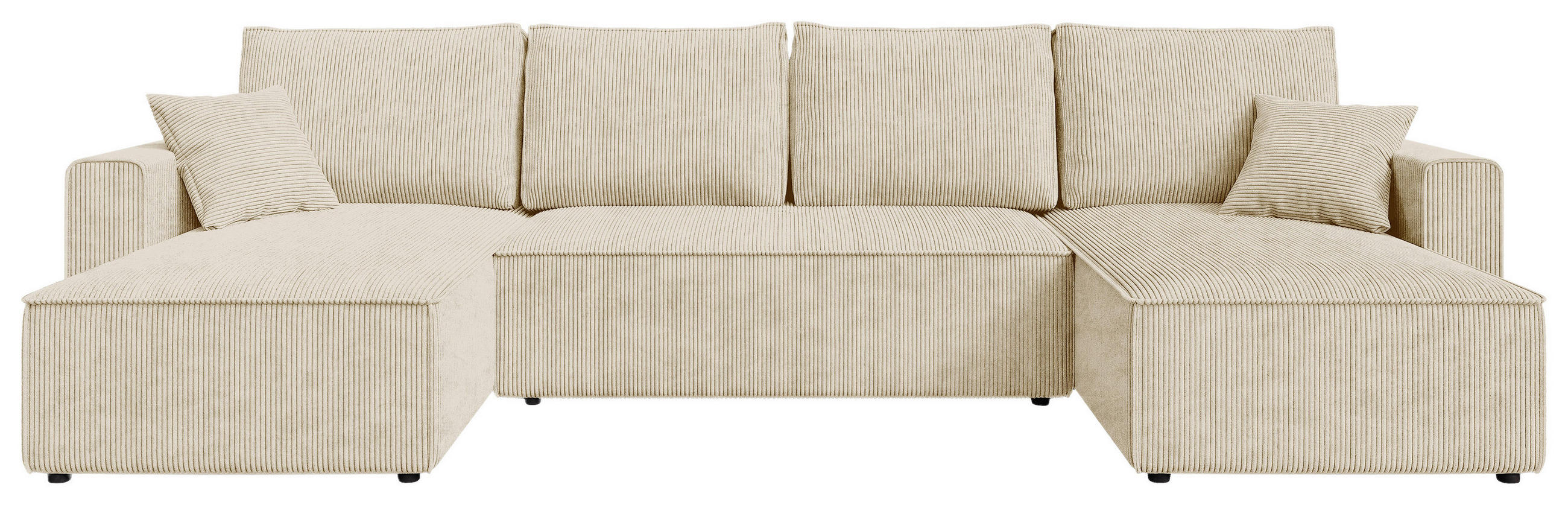 WOHNLANDSCHAFT Creme Cord  - Creme/Schwarz, KONVENTIONELL, Kunststoff/Textil (140/305/140cm) - Carryhome