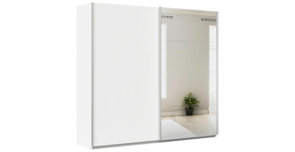 SCHWEBETÜRENSCHRANK  in Weiß  - Alufarben/Weiß, KONVENTIONELL, Glas/Holzwerkstoff (225/229/62cm) - Xora