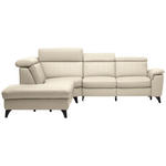 ECKSOFA in Echtleder Creme  - Creme/Schwarz, Design, Leder/Metall (239/289cm) - Cantus